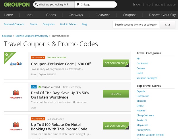 Groupon Coupons are a great way to save on Travel!